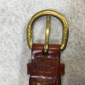 Orvis Vintage Brown Leather Belt with Brass Round Buckle 48 inches